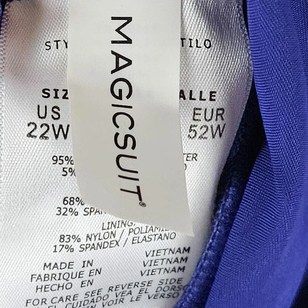 MAGICSUIT Womens 22W Estilo Swimsuit Dress Blue Indigo One Piece‎ Gold Detailing